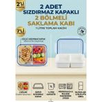 Calvera 2 Adet 2 Bölmeli Sızdırmaz Lunch Box Saklama Kabı - 1 Litre Beslenme Kutusu