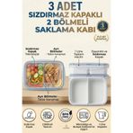 CALVERA 3 Adet 2 Bölmeli Sızdırmaz Lunch Box Saklama Kabı - 1 Litre Beslenme Kutusu