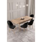 Calvin Atlantik 80X132 Mdf Açılabilir Mutfak Masası Takımı 4 Adet Sandalye - Siyah