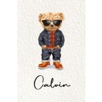 Calvin: Cahier personnalisé avec prénom Calvin | Cadeau d'anniversaire pour enfant, garçon, homme, copain ... | Nounours | 110 pages lignée, Petit Format 6x9 pouces (15,24 x 22,86 cm)