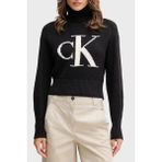 Calvin Klein % 100 Pamuk Loose Fit Balıkçı Yaka Logolu Kazak LV047D349GUB1 Bayan Kazak LV047D349G Ub1 - Siyah