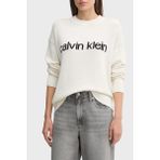 Calvin Klein % 100 Pamuk Regular Fit Bisiklet Yaka Logolu Kazak LV047C311GYAS Bayan Kazak LV047C311G Yas - Beyaz - XS