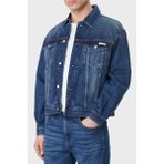 Calvin Klein % 100 Pamuklu Regular Fit Klasik Yaka Kot Ceket LV04RF705GPTT Erkek Kot Ceket LV04RF705G Ptt - Lacivert
