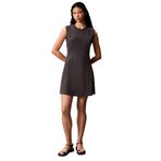 Calvin Klein A-Kesim Yarım Fermuarlı Kolsuz Elbise, L, LV044C214G, Pirate Black, Kadın