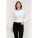 Calvin Klein A- Ls Monogram Baby Tee Kadın Bisiklet Yaka T-Shirt Beyaz