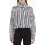 Calvin Klein Balıkçı Yaka Standart Çizgili Lacivert - Beyaz Kazak Kadın Rec Yün Two Tone Strıpe Sweater - M - L