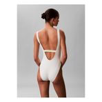 Calvin Klein Beyaz Standart Fit Çizgili Mayo, M, 5003344695, Yeşil, Kadın