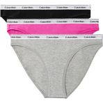 Calvin Klein BIKINI 3Pk Kadın Bikini Altı, Black/Grey Heather/Stunning Orchid, XS