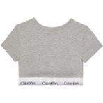 CALVIN KLEIN CALVIN KLEIN Kadın Marka Logolu Beyaz Elastik Bantlı Gri T-Shirt LV00QF8495 P7A