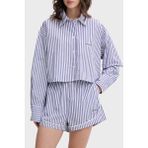 Calvin Klein Çizgili Cropped Fit Pamuklu Poplin Gömlek LV00QS7605519 Bayan Gömlek LV00QS7605 519 - XS - Mor