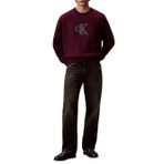 Calvin Klein CK Yazı Desen Uzun Kol Pamuklu Bisiklet Yaka Sweatshirt, S, LV04RE200G, Mor, erkek