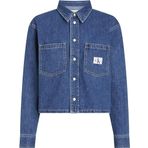 Calvin Klein Cropped Dad Denim Shirt Kadın Gömlek, İndigo, Xs