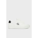 Calvin Klein Deri Logolu Sneaker Ayakkabı YM0YM0136901W Erkek Ayakkabı YM0YM01369 01W - Beyaz - Siyah