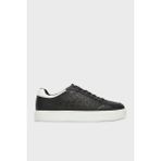 Calvin Klein Deri Monogram Logo Baskılı Sneaker Ayakkabı HM0HM018990GM Erkek Ayakkabı HM0HM01899 0gm - Siyah - Beyaz