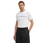 Calvin Klein Erkek Beyaz Logolu T-Shirt, L Beden
