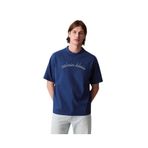 Calvin Klein Erkek Bisiklet Yaka Kısa Kol Slim Fit Ck Yaz Desen Mavi T-Shirt LV04RC225G-C3I