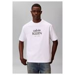 Calvin Klein Erkek Bisiklet Yaka Yazı Desenli Kısa Kollu Beyaz T-Shirt
