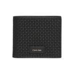 Calvin Klein Erkek Cüzdanı, Embossed Woven Billfold, Bozuk Para Cepli, Siyah