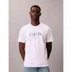 Calvin Klein Erkek Kısa Kol Bisiklet Yaka Calvın Yazı Desenli Pamuklu Beyaz T-Shirt LV04RE807G-YAA