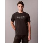 Calvin Klein Erkek Kısa Kol Bisiklet Yaka CALVIN Yazı Desenli Pamuklu Siyah T-Shirt LV04RE807G-8MN