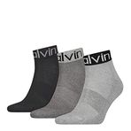 Calvin Klein Erkek Logo Cuff Men's Quarter çorabı 3'lü Gri (Orta Gri Melange),Ölçü Birimi