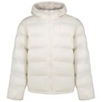 Calvin Klein Erkek Normal Kalıp Dik Yaka Monogram Aplikeli Şişme Mont - Ekru, Chalk, M