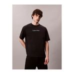 Calvin Klein Erkek Normal Kalıp Yuvarlak Yaka Pamuklu Logo Detaylı Kısa Kollu Siyah T-Shirt