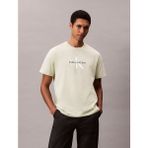 Calvin Klein Erkek Normal Kesim Yuvarlak Yakalı Ck Logo Baskılı Pamuklu Kısa Kollu Bej T-Shirt LV04RB862G-PWM - XL