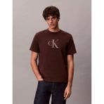 Calvin Klein Erkek Normal Kesim Yuvarlak Yakalı Ck Logo Baskılı Pamuklu Kısa Kollu Kahverengi T-Shirt LV04RB862G-2IN - XL