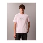 Calvin Klein Erkek Normal Kesim Yuvarlak Yakalı CK Logo Baskılı Pamuklu Kısa Kollu Pembe T-Shirt