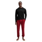 Calvin Klein Erkek Pijama Takımı, Uzun Kollu Tişört ve Jogger Pantolon, Siyah-Kırmızı, L Beden