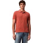 Calvin Klein Erkek Polo Tişört Kısa Kollu Monogram Pique Pamuktan, Kahverengi (Faded Flower), M