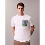Calvin Klein Erkek Regular Fit %100 Pamuklu Baskılı Kısa Kollu Beyaz T-Shirt LV04RE803G-YAA