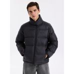 Calvin Klein Erkek Regular Fit Dik Yaka Aplike Logolu Şişme Mont, Siyah, L Beden L
