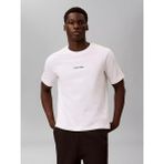 Calvin Klein Erkek Regular Fit Yuvarlak Yakalı Omuzları Şerit Çizgili Kısa Kollu Beyaz T-Shirt LVGMS6K103-100