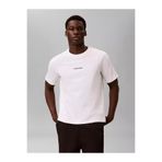 Calvin Klein Erkek Regular Fit Yuvarlak Yakalı Omuzları Şerit Çizgili Kısa Kollu Beyaz T-Shirt