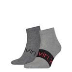 Calvin Klein Erkek Ribbon logolu spor ayakkabı çorabı (2'li paket), Gri (Orta Gri Melange), 39-42
