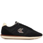 Calvin Klein Erkek Runner Sneaker Retro Mix Logolu, Siyah Açık Kaju, 44.5 EU