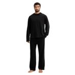Calvin Klein Erkek Siyah Uzun Kollu Pijama Takımı, XL Beden