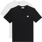 Calvin Klein Erkek Ss Badge Tee 2pk Lv04rd248g Tişört, Çoklu (Siyah/Parlak Beyaz), S