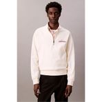 Calvin Klein Erkek Yarım Fermuarlı Yazı Logolu Sweatshirt - Krem