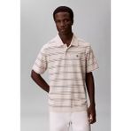 Calvin Klein Erkek Yatay Çizgi Desenli Normal Kalıp Logo Detaylı Kısa Kollu Pamuklu Bej Polo Yaka T-Shirt LV04RF274G-2JX