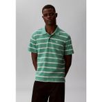 Calvin Klein Erkek Yatay Çizgi Desenli Normal Kalıp Logo Detaylı Kısa Kollu Pamuklu Yeşil Polo Yaka T-Shirt LV04RF274G-VFL - XL