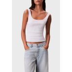 Calvin Klein Fitilli Logolu Pamuklu Slim Fit Yuvarlak Yaka Atlet LV047A804GYAA Bayan Atlet LV047A804G Yaa - Beyaz
