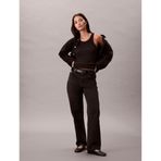 Calvin Klein HIGH RISE STRAIGHT CK ESSENTIAL Kadın Kot Pantolon, Siyah, RG27