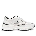 Calvin Klein Hike Runner Mesh Mix Met Mg Sneaker, 38, YW0YW02009 01W, BEYAZ-SİYAH, Kadın