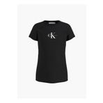 Calvin Klein IG0IG01470-Micro Monogram Top Bisiklet Yaka Normal Kalıp Siyah Düz Kız Çocuk T-Shirt