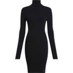 Calvin Klein Jeans Balıkçı Yaka Düz Siyah Kısa Kadın Elbise Woven Label Tıght Sweater Dress - M