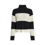Calvin Klein Jeans Balıkçı Yaka Standart Çizgili Beyaz Kazak Kadın CHUNKY LOOSE HIGH NECK SWEATER