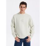 Calvin Klein Jeans Bisiklet Yaka Relaxed Düz Açık Yeşil Erkek Kazak LV04RD300GQCM Ls Embossed Logo Crew